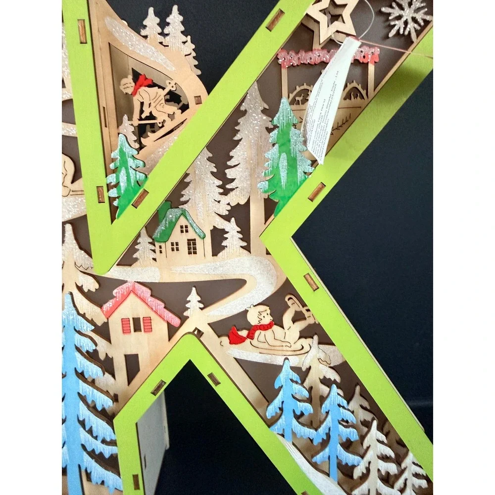 West Elm Monogram K Light Up Winter Scene Christmas Decor Holiday Folk Festive